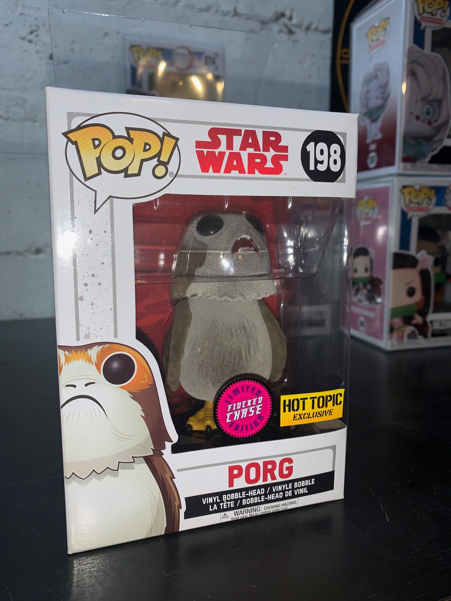 Funko POP! #198 Star Wars Porg (Open Mouth) Chase Flocked [Hot Topic Exclusive]